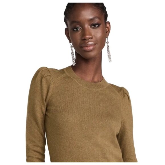Isabel Marant Étoile Klea Sweater S Olive Wool blend pleated padded shoulder - Picture 2 of 15